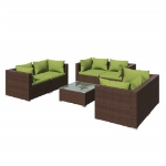 Set Divani da Giardino 7 pz con Cuscini in Polyrattan Marrone