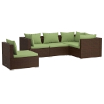 Set Divani da Giardino 5 pz con Cuscini in Polyrattan Marrone