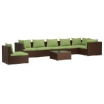 Set Divani da Giardino 8 pz con Cuscini in Polyrattan Marrone