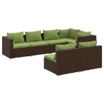 Set Divani da Giardino 7 pz con Cuscini in Polyrattan Marrone