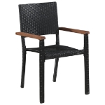 Set da Pranzo da Giardino 7 pz in Polyrattan e Acacia Nero