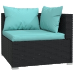 Set Salotto da Giardino 10 pz con Cuscini in Polyrattan Nero