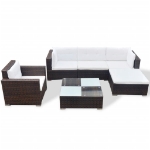 Set Divani da Giardino 6 pz con Cuscini in Polyrattan Marrone