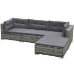 Set Divani da Giardino 5 pz con Cuscini in Polyrattan Grigio