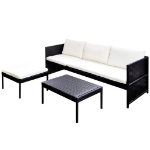 Set Divani da Giardino 3 pz con Cuscini in Polyrattan Nero