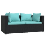 Set Divani da Giardino 3 pz con Cuscini in Polyrattan Nero