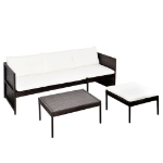 Set Divani da Giardino 3 pz con Cuscini in Polyrattan Marrone