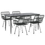 Set da Pranzo da Giardino 5 pz Nero in Polyrattan