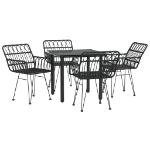 Set da Pranzo da Giardino 5 pz Nero in Polyrattan