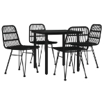 Set da Pranzo da Giardino 5 pz Nero in Polyrattan