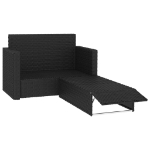 Set Divani da Giardino 2 pz con Cuscini in Polyrattan Nero