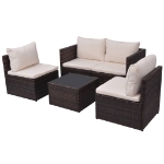 Set Divani da Giardino 5 pz con Cuscini in Polyrattan Marrone