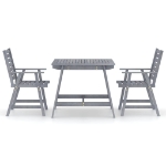 Set da Pranzo da Giardino 3 pz Legno Massello di Acacia Grigio