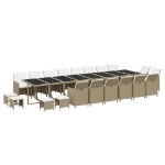 Set da Pranzo per Giardino 21pz con Cuscini in Polyrattan Beige