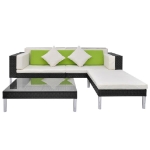 Set Divani da Giardino 4 pz con Cuscini in Polyrattan Nero