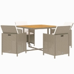 Set da Pranzo per Giardino 5 pz con Cuscini in Polyrattan Beige