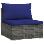 Set Divani da Giardino con Cuscini 3 pz in Polyrattan Grigio