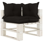 Set Salotto da Giardino su Pallet 6pz con Cuscini Neri in Legno