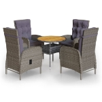 Set da Bistrot per Giardino 5 pz in Polyrattan Grigio