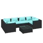 Set Salotto da Giardino 7 pz con Cuscini in Polyrattan Nero