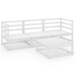 Set Divani da Giardino 4 pz Bianco in Legno Massello di Pino