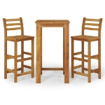 Set da Pranzo per Giardino 3 pz in Legno Massello di Acacia