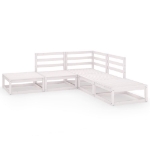 Set Divani da Giardino 5 pz Bianco in Legno Massello di Pino