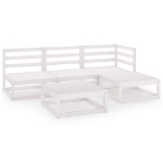 Set Divani da Giardino 5 pz Bianco in Legno Massello di Pino