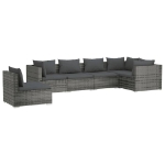 Set Divani da Giardino con Cuscini 6 pz in Polyrattan Grigio