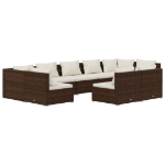 Set Divani da Giardino 9 pz con Cuscini in Polyrattan Marrone