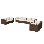 Set Divani da Giardino 8 pz con Cuscini in Polyrattan Marrone