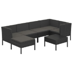 Set Divani da Giardino 7 pz con Cuscini in Polyrattan Nero