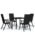 Set Mobili da Pranzo per Giardino 5 pz Nero