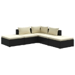 Set Divani da Giardino 5 pz con Cuscini in Polyrattan Nero