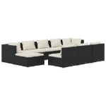 Set Divani da Giardino 10 pz con Cuscini in Polyrattan Nero