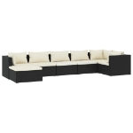 Set Divani da Giardino 7 pz con Cuscini in Polyrattan Nero