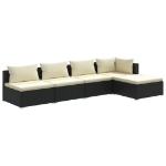 Set Divani da Giardino 5 pz con Cuscini in Polyrattan Nero