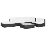 Set Divani da Giardino 6 pz con Cuscini in Polyrattan Nero