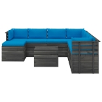 Set Divani da Giardino su Pallet 9 pz con Cuscini Massello Pino