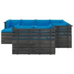 Set Divani da Giardino Pallet 10 pz con Cuscini Massello Pino