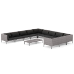 Set Divani Giardino 12pz con Cuscini in Polyrattan Grigio Scuro