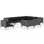 Set Divani da Giardino 9 pz con Cuscini Polyrattan Grigio Scuro