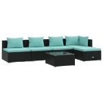 Set Salotto da Giardino 6 pz con Cuscini in Polyrattan Nero