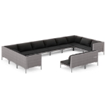 Divani da Giardino 12 pz con Cuscini in Polyrattan Grigio Scuro