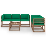 Set Divani da Giardino 6 pz con Cuscini Verdi