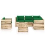 Set Divani da Giardino con Cuscini 8 pz Legno Impregnato Verde