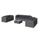 Set Divani da Giardino 8 pz con Cuscini in Polyrattan Grigio