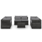 Set Divani da Giardino con Cuscini 9 pz Legno Impregnato Grigio