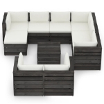 Set Divani da Giardino con Cuscini 10pz Legno Impregnato Grigio