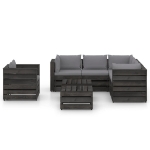 Set Divani da Giardino con Cuscini 8 pz Legno Impregnato Grigio